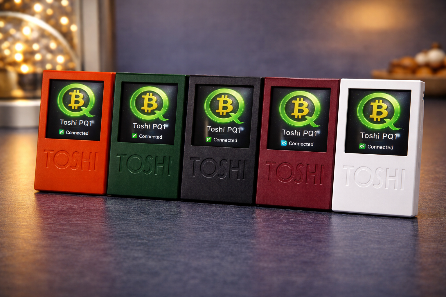 Toshi PQ1 Hardware Wallet in five colors